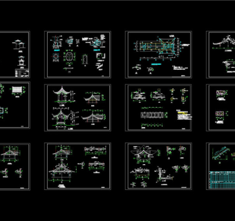 古建筑小品施工图CAD图纸