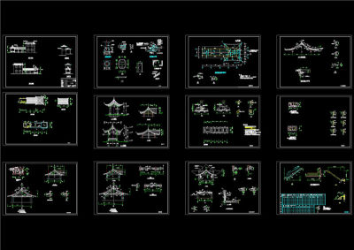 古建筑小品施工图CAD图纸
