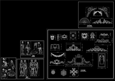 花式浮雕及雕塑造型大样图CAD图纸