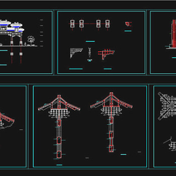 四柱七楼牌楼CAD图纸
