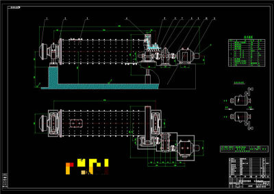 湿式溢流型球磨机CAD机械图纸