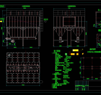 脉冲袋式除尘器CAD机械图纸