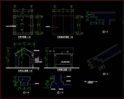 方亭子CAD景观图纸