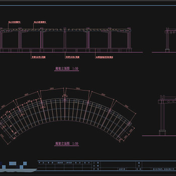 挑檐廊架CAD景观图纸