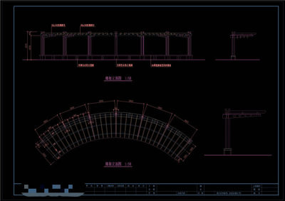 挑檐廊架CAD景观图纸