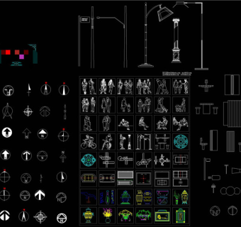 CAD立面人和指北针CAD景观图纸