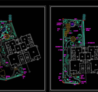 别墅外环境设计平面图CAD景观图纸