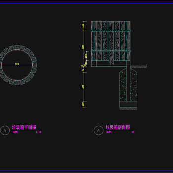 垃圾桶CAD景观图纸