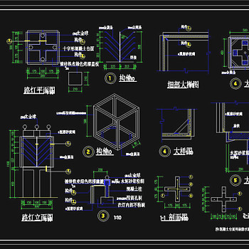 路灯构造CAD景观图纸