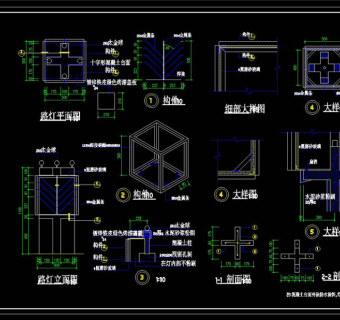 路灯构造CAD景观图纸