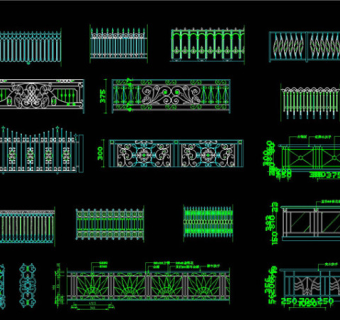 铁艺栏杆图库CAD景观图纸