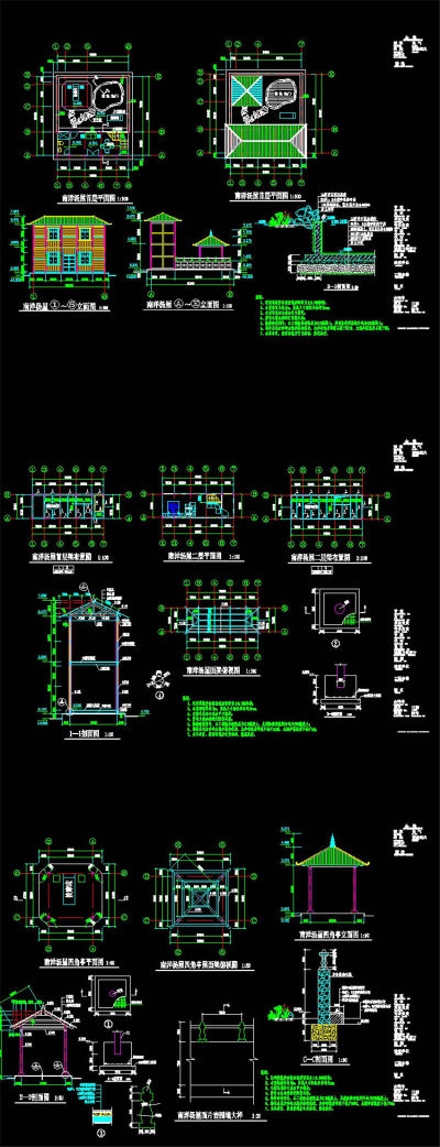 休闲木屋及木结构亭廊CAD景观图纸3D模型