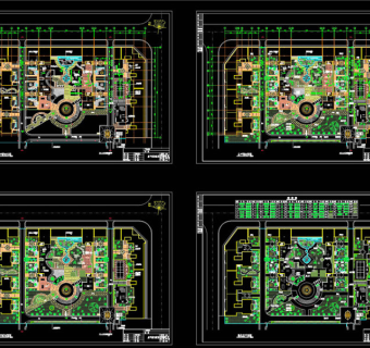 一套细园林广场施工详图CAD景观图纸3D模型