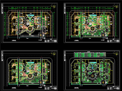 一套细园林广场施工详图CAD景观图纸3D模型