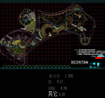 园区音响平面布置图CAD景观图纸