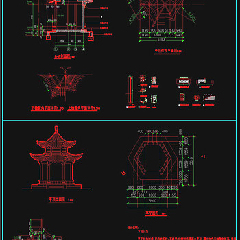 重檐亭方案CAD景观图纸