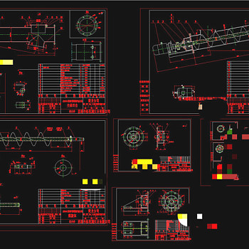 绞龙倾斜螺旋输送机CAD机械图纸