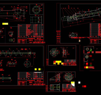 绞龙倾斜螺旋输送机CAD机械图纸