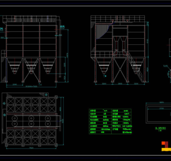 多室布袋除尘器CAD机械图纸