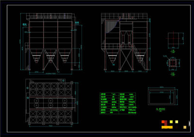 多室布袋除尘器CAD机械图纸
