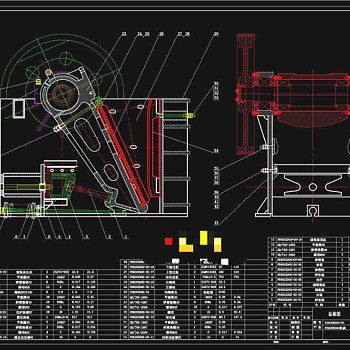 颚式破碎机总装图CAD机械图纸