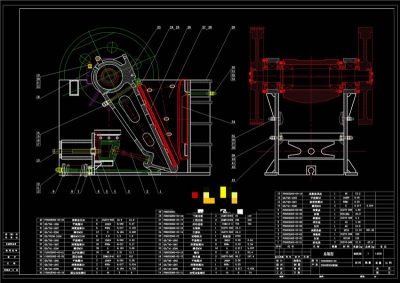 颚式破碎机总装图CAD机械图纸