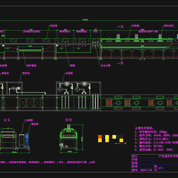 连续通过式清洗机CAD机械图纸