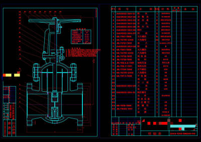 平行双闸板闸阀CAD机械图纸