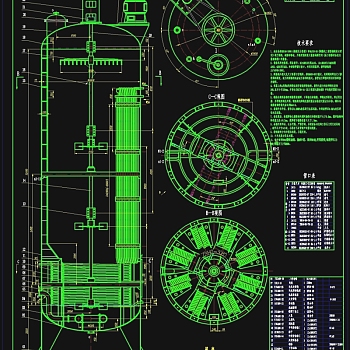 发酵罐总装图CAD机械图纸