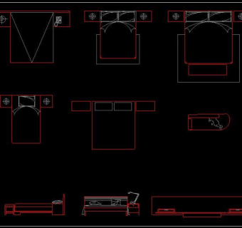 cad床平面立面图块