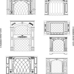 CAD欧式石材背景墙