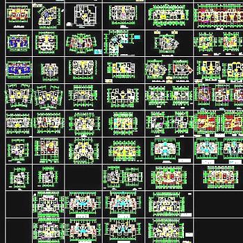 cad70种经典一梯两户户型图片