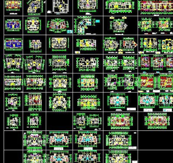 cad70种经典一梯两户户型图片