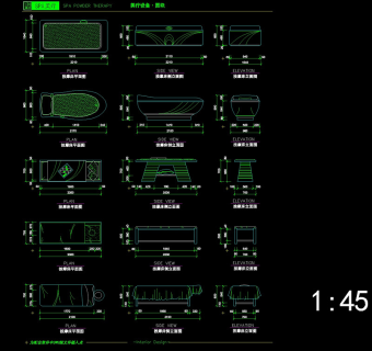 按摩床立面图cad图纸