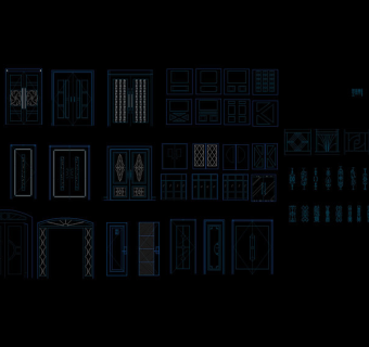 立面门铁花模块cad图纸