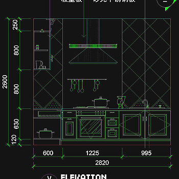 厨房立面图cad图纸