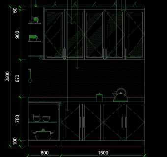 厨房剖面cad图块素材