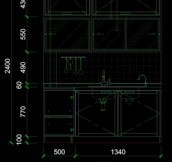 室内厨房立面cad图块素材
