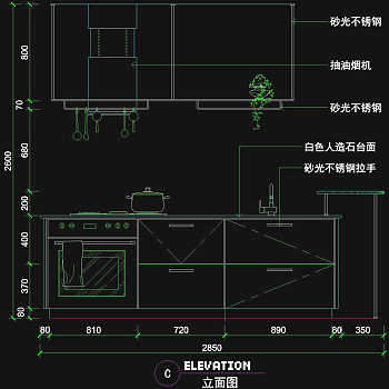 厨房立面cad图块