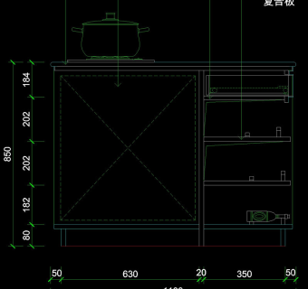 厨房立剖面cad图块素材