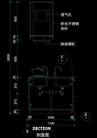 厨房立剖面cad素材