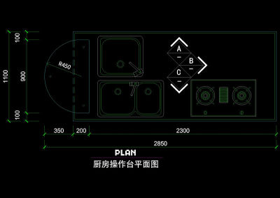 厨房立剖面图集cad图块