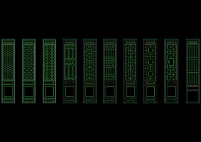 各种屏风cad图块