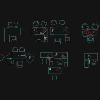 设计办公桌cad图块