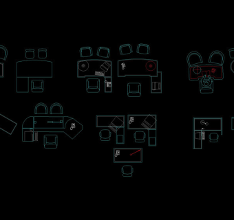 设计办公桌cad图块