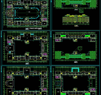 湖南工业大学艺术楼施工图cad图纸