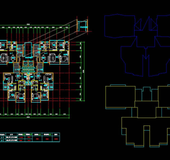 一梯四户一梯三户高层平面cad图纸