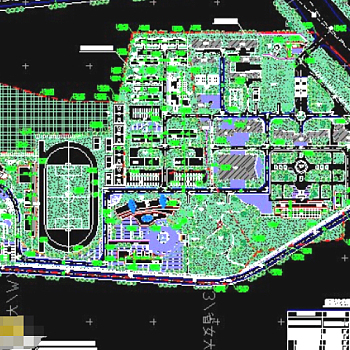 湖南省女大校园cad规划设计施工图