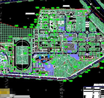 湖南省女大校园cad规划设计施工图