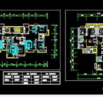 一梯三户户型平面cad设计图纸